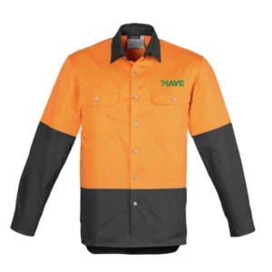 Piave HiVis Long Sleeve Vented Safety  Shirt - Orange/Charcoal