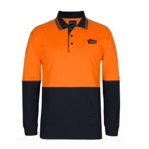 Crema Onsite HiVis Long Sleeve Cotton Polo - Orange/Black