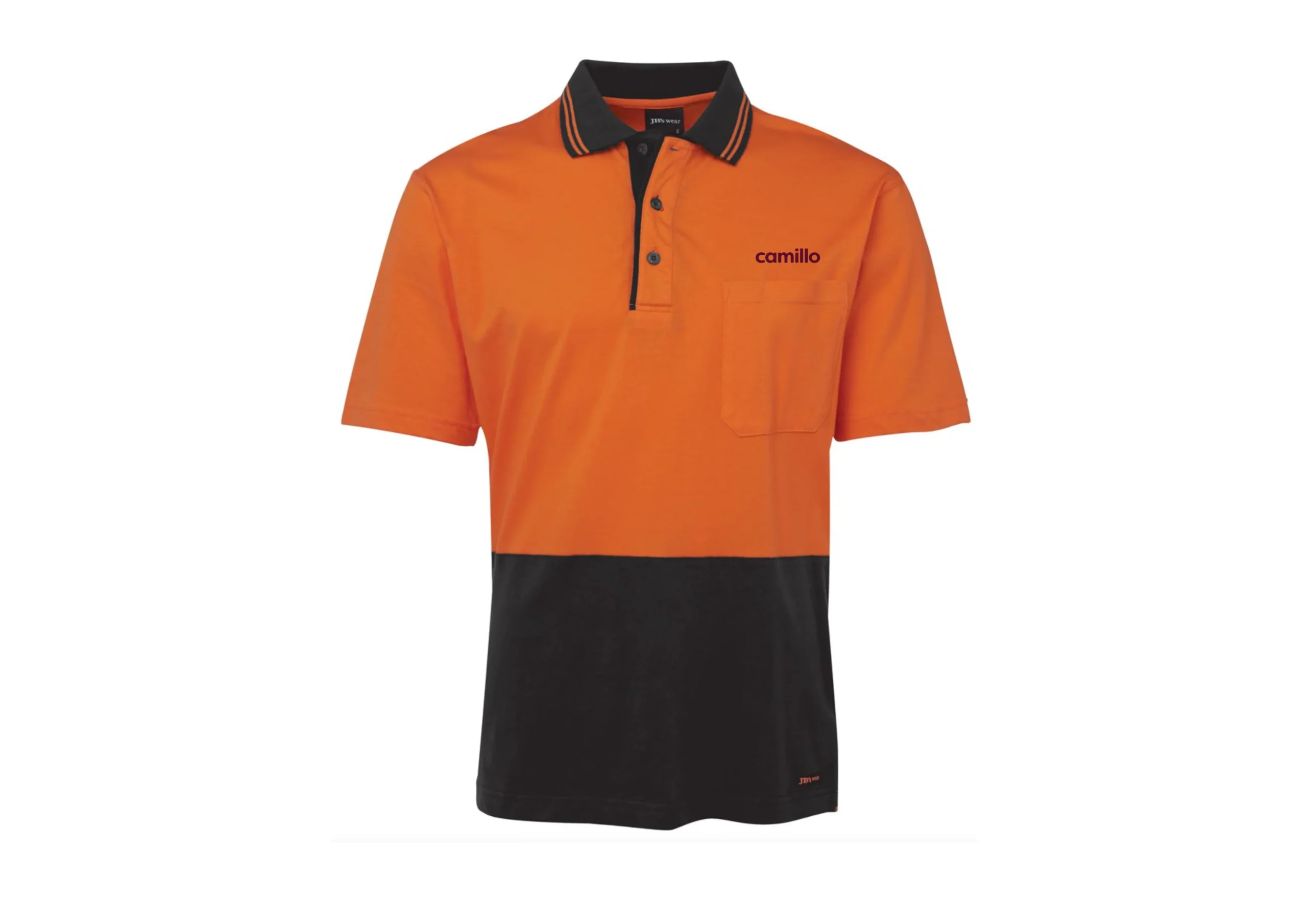 Camillo HiVis Cotton Polo - Orange/Black