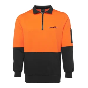 Camillo HiVis Half Zip Fleecy Sweater - Orange/Black