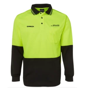 Mollloys Plastering HiVis Dri Long-Sleeve Polo - Yellow/Black