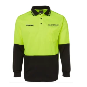 Plastermax Dri Long Sleeve Polo - Yellow/Black