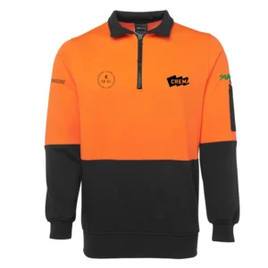 The Canopy 272 Normanby Rd HiVis Half Zip Fleecy Sweater - Orange/Black