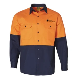 SG Post Tensioning HiVis Long Sleeve  Cotton Drill Safety Shirt