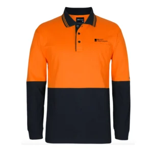 SG Post Tensioning HiVis Long Sleeve Cotton Polo - Orange/Black