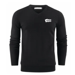Crema Unisex Knitted V Neck Sweater - James Harvest (embroidery FLC)