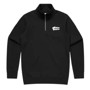 Crema Half Zip Stencil Sweater - Black/Grey Marle (embroidery FLC)
