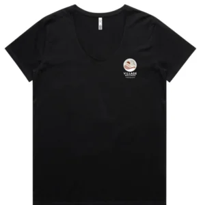 Village Wellness WOMEN'S MERCH TEE  MAPLE V NECK Black